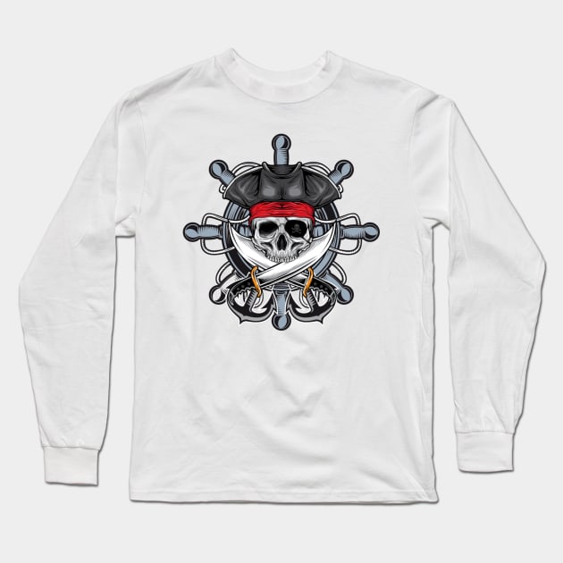 Skull Pirates Long Sleeve T-Shirt by FungibleDesign